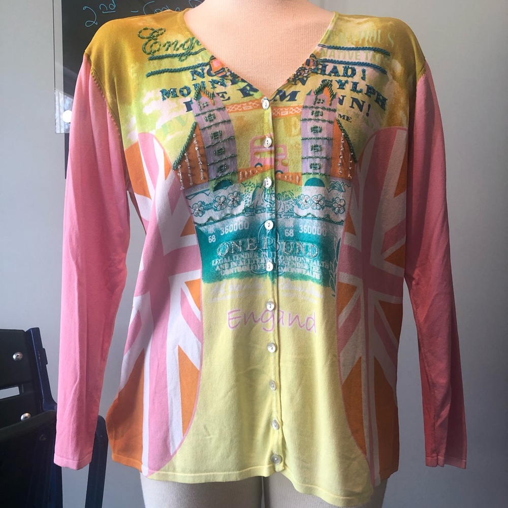 London Cardigan Fun Print L